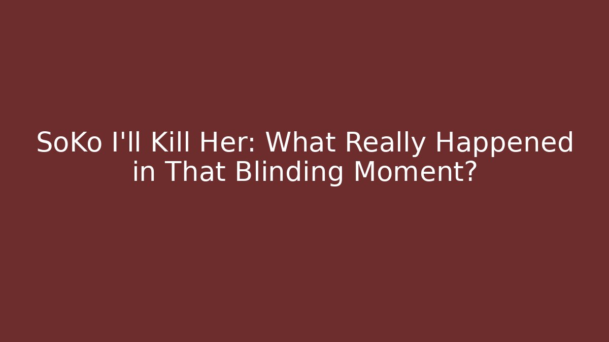 SoKo I'll Kill Her: What Really Happened in That Blinding Moment?