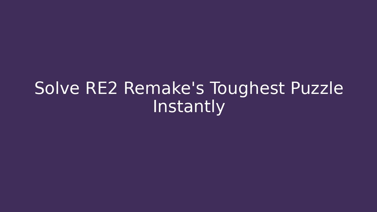 Solve RE2 Remake's Toughest Puzzle Instantly - Create More Assets