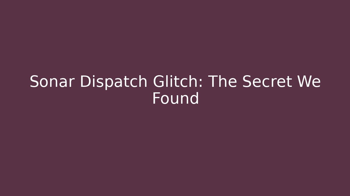 Sonar Dispatch Glitch: The Secret We Found