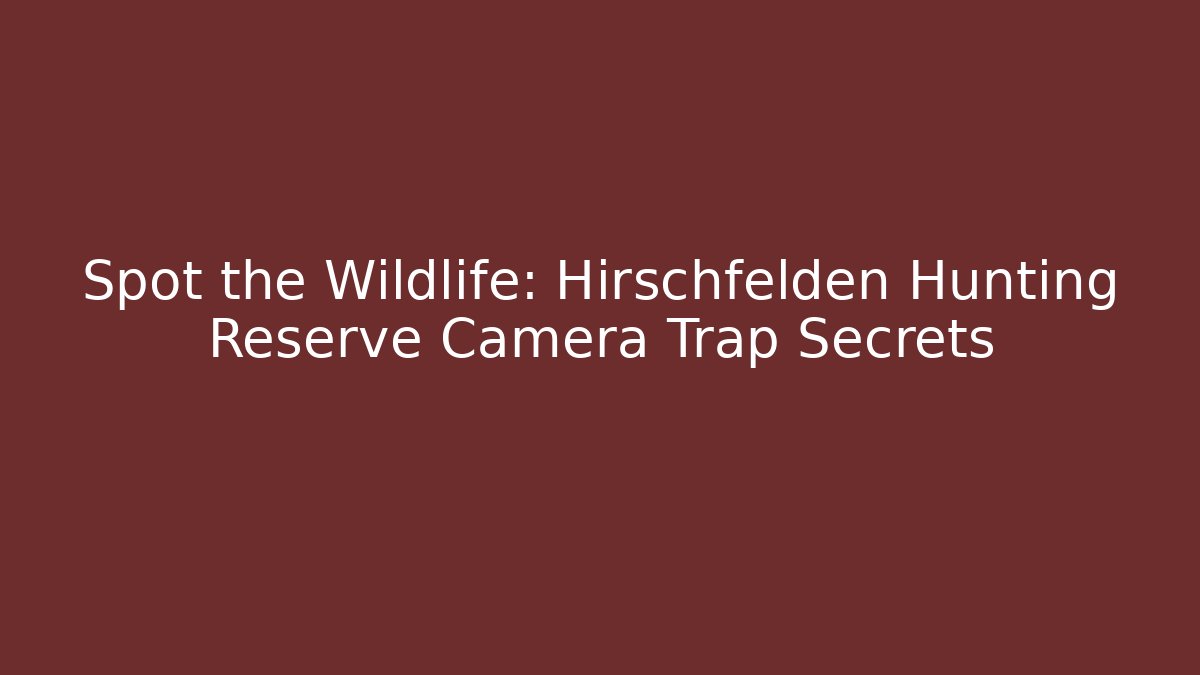 Spot the Wildlife: Hirschfelden Hunting Reserve Camera Trap Secrets