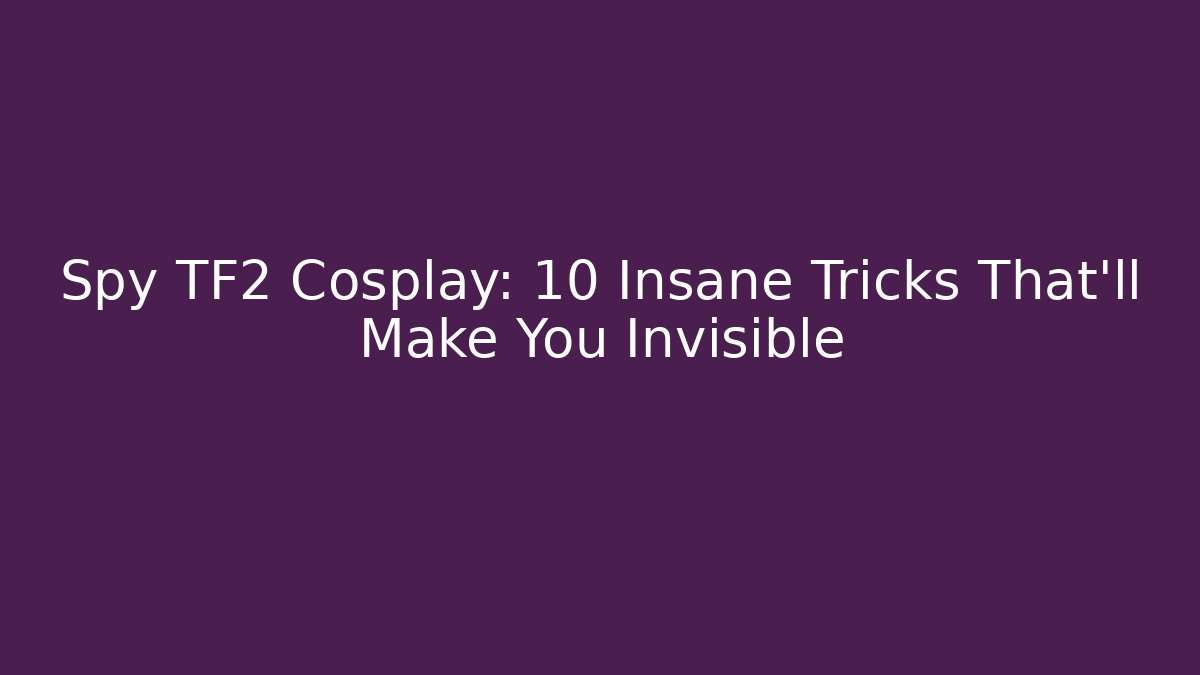 Spy TF2 Cosplay: 10 Insane Tricks That'll Make You Invisible