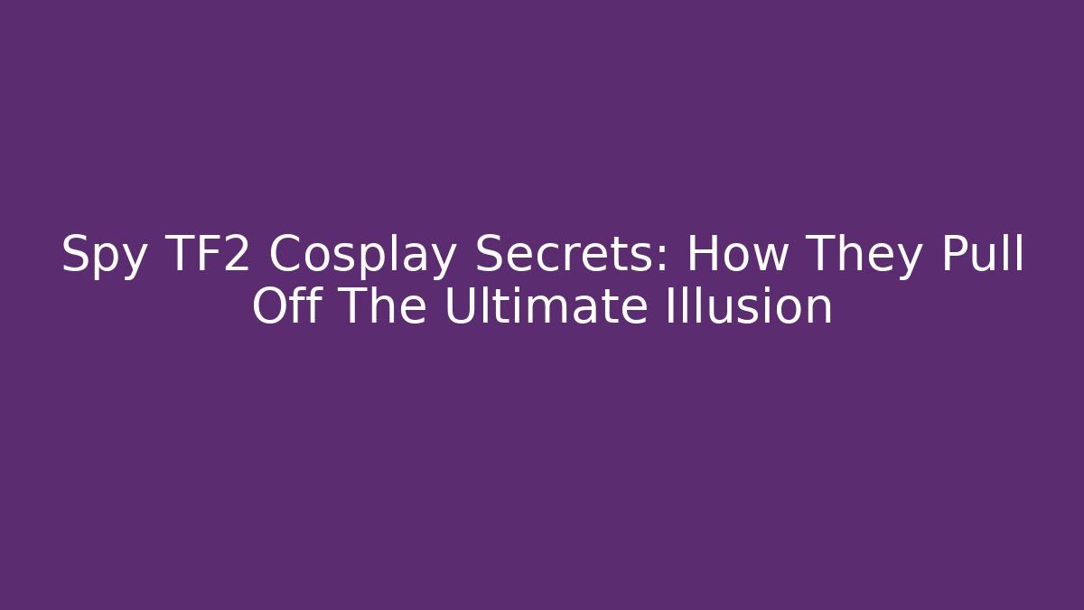 Spy TF2 Cosplay Secrets: How They Pull Off The Ultimate Illusion - Create More Assets
