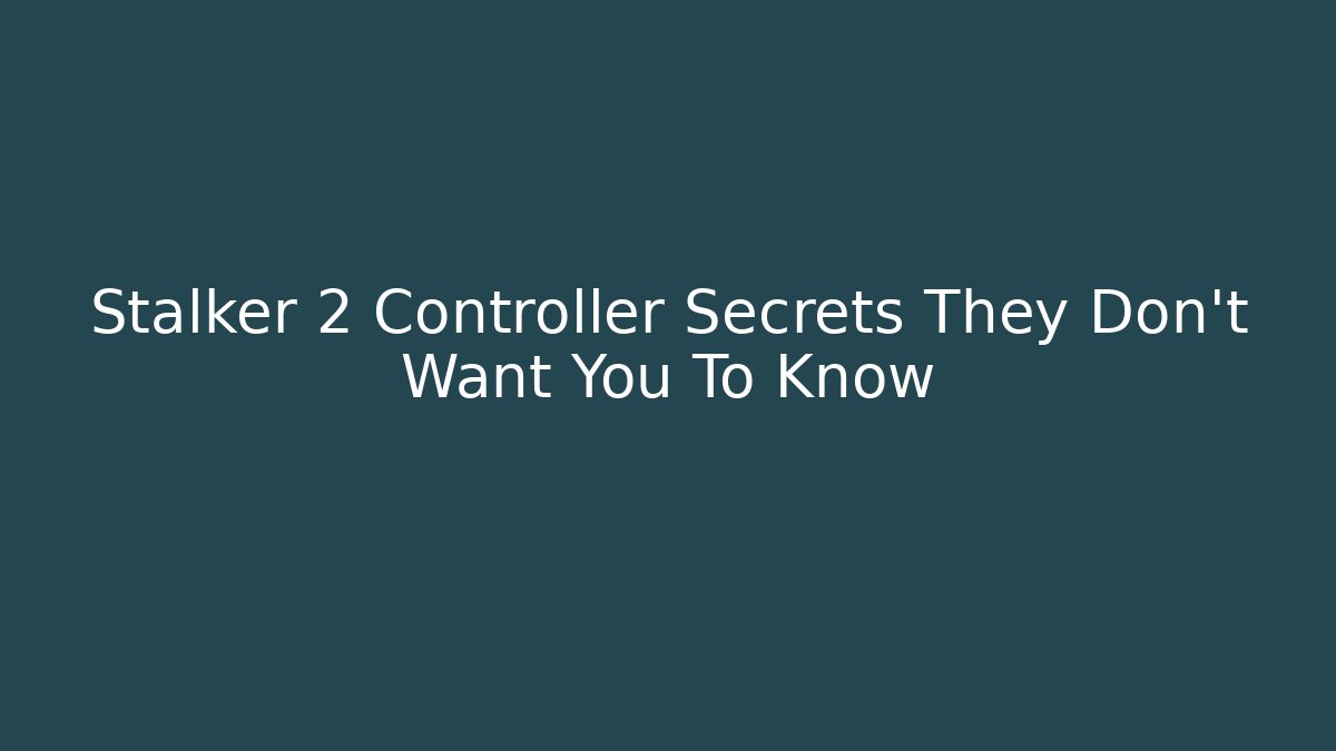 Stalker 2 Controller Secrets They Don't Want You To Know