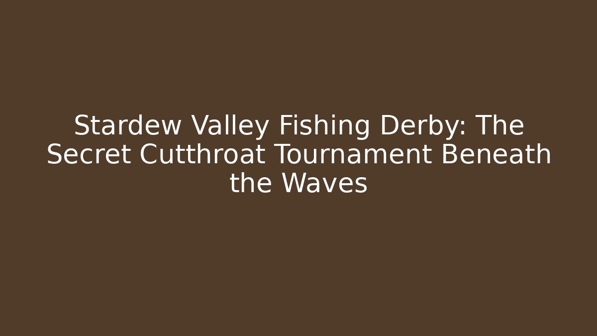Stardew Valley Fishing Derby: The Secret Cutthroat Tournament Beneath the Waves