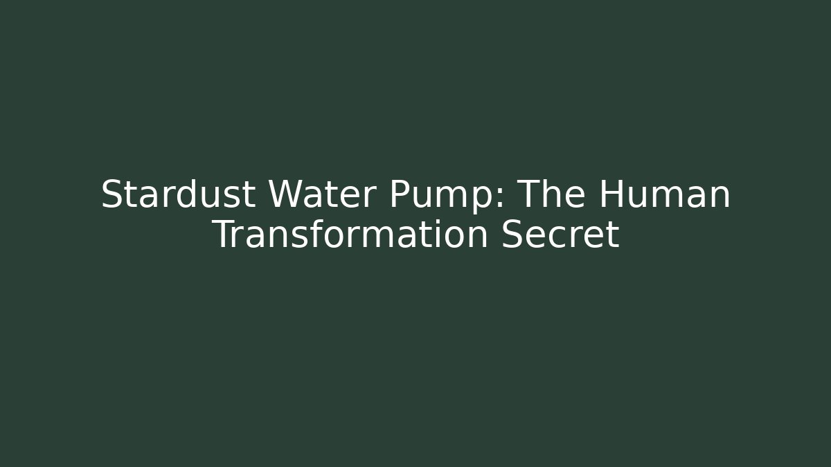 Stardust Water Pump: The Human Transformation Secret