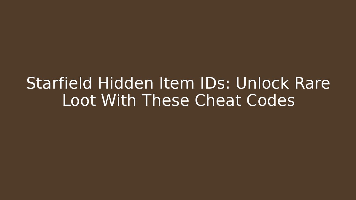 Starfield Hidden Item IDs: Unlock Rare Loot With These Cheat Codes