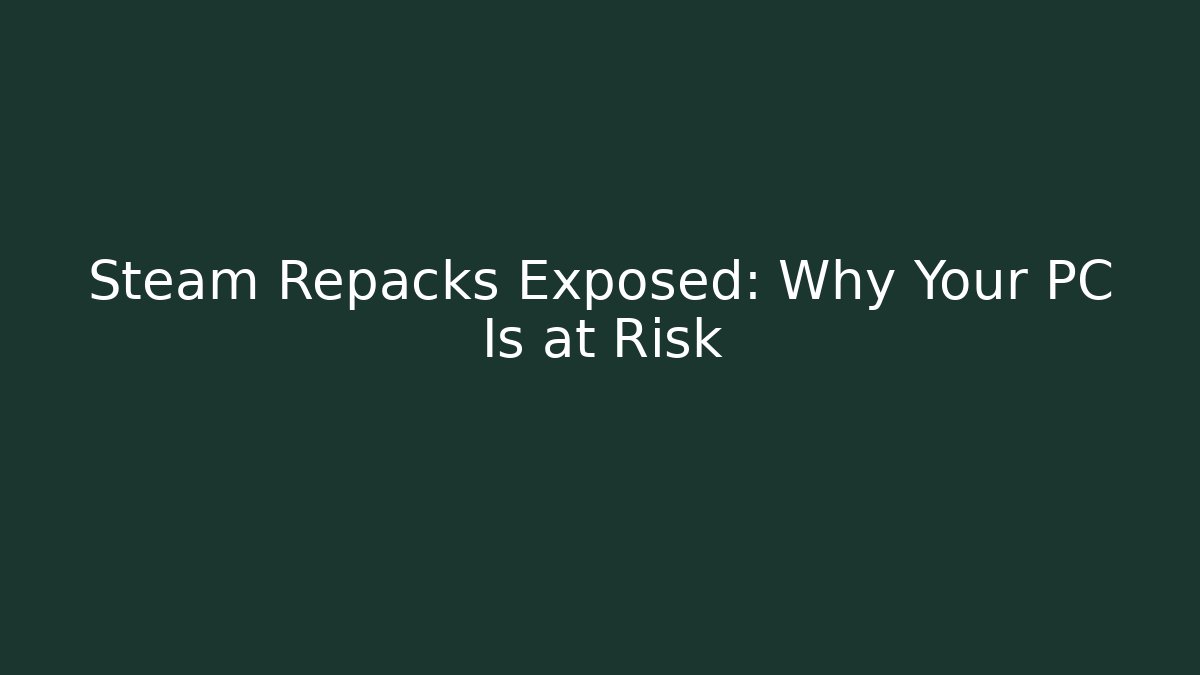 Steam Repacks Exposed: Why Your PC Is at Risk - Create More Assets