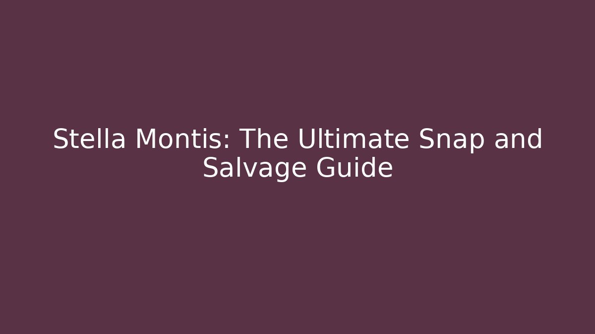 Stella Montis: The Ultimate Snap and Salvage Guide - Create More Assets