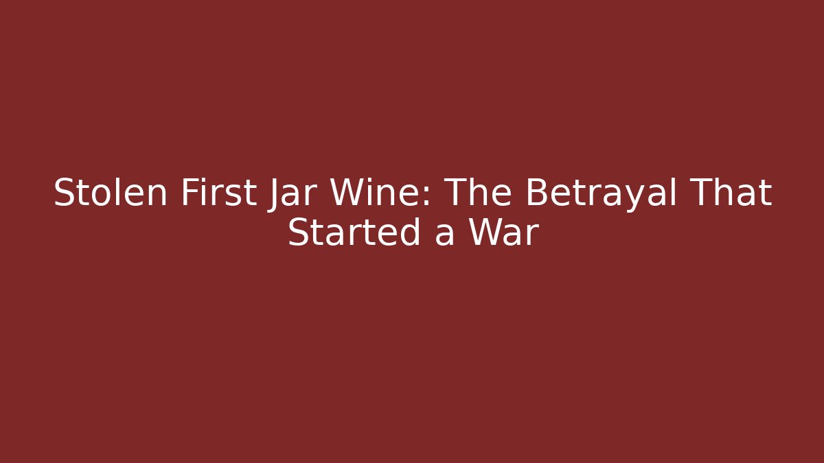 Stolen First Jar Wine: The Betrayal That Started a War