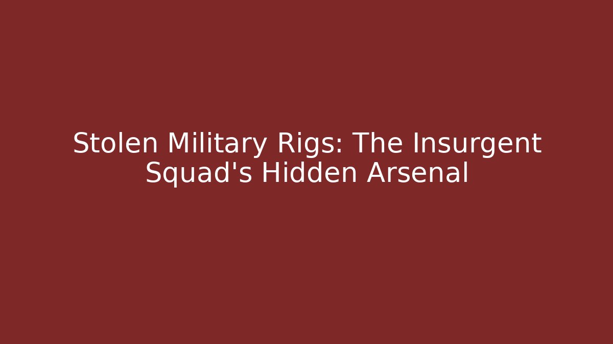 Stolen Military Rigs: The Insurgent Squad's Hidden Arsenal