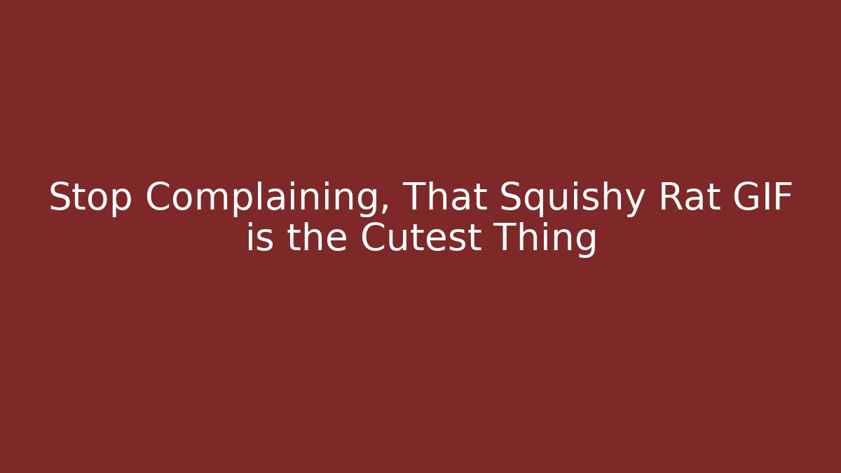 Stop Complaining, That Squishy Rat GIF is the Cutest Thing