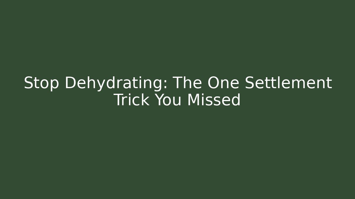 Stop Dehydrating: The One Settlement Trick You Missed