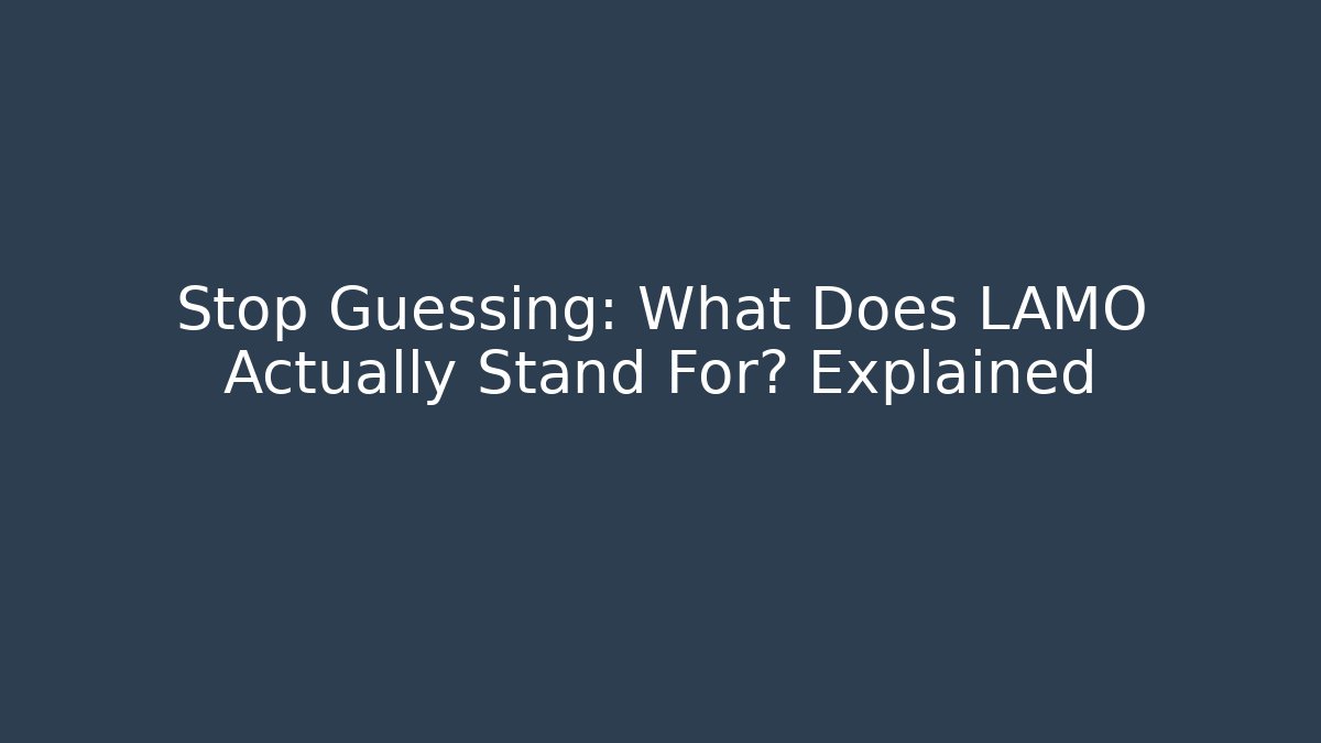 Stop Guessing: What Does LAMO Actually Stand For? Explained - Create More Assets