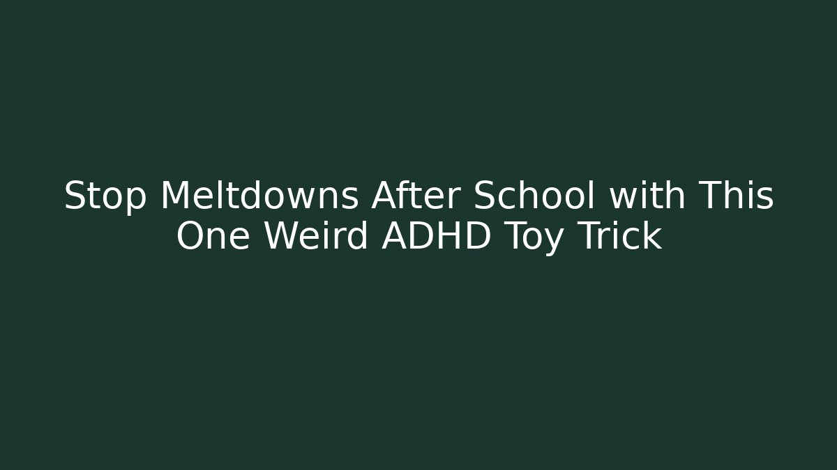 Stop Meltdowns After School with This One Weird ADHD Toy Trick