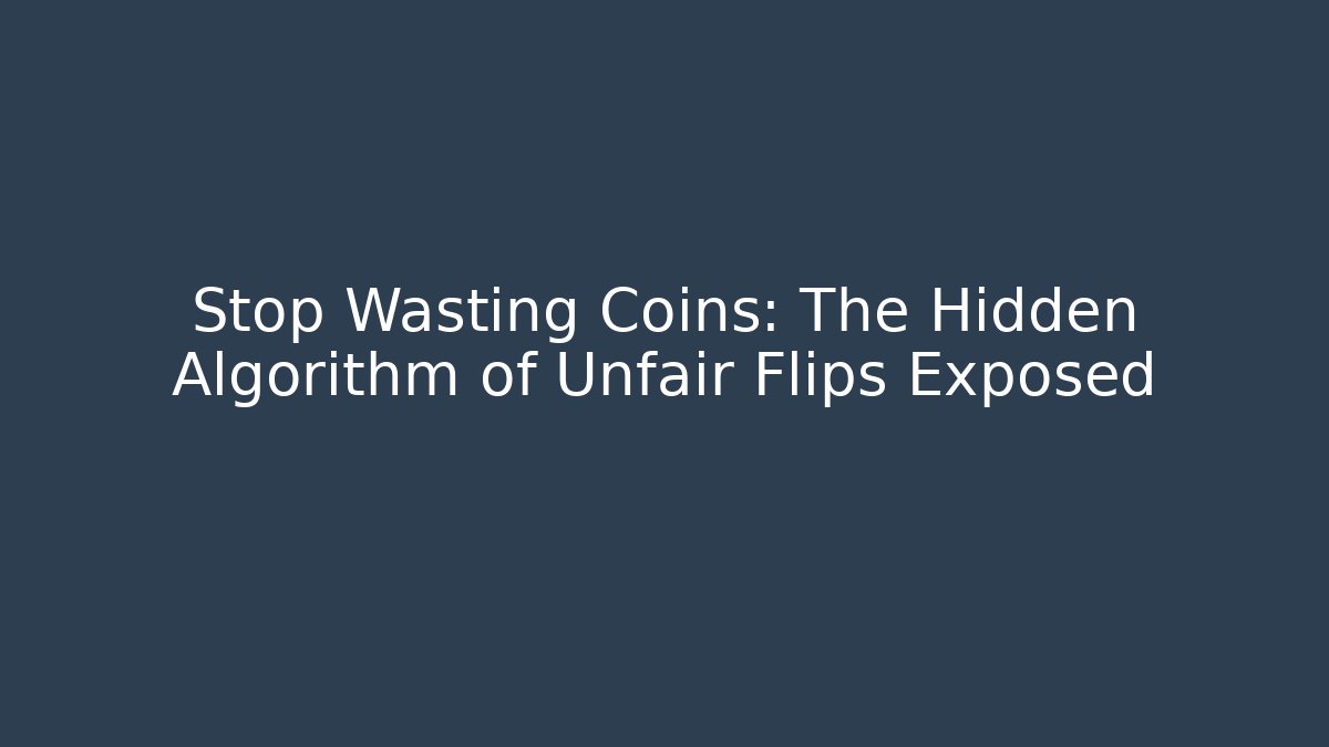 Stop Wasting Coins: The Hidden Algorithm of Unfair Flips Exposed