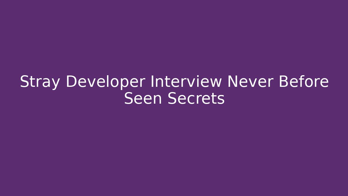 Stray Developer Interview Never Before Seen Secrets - Create More Assets