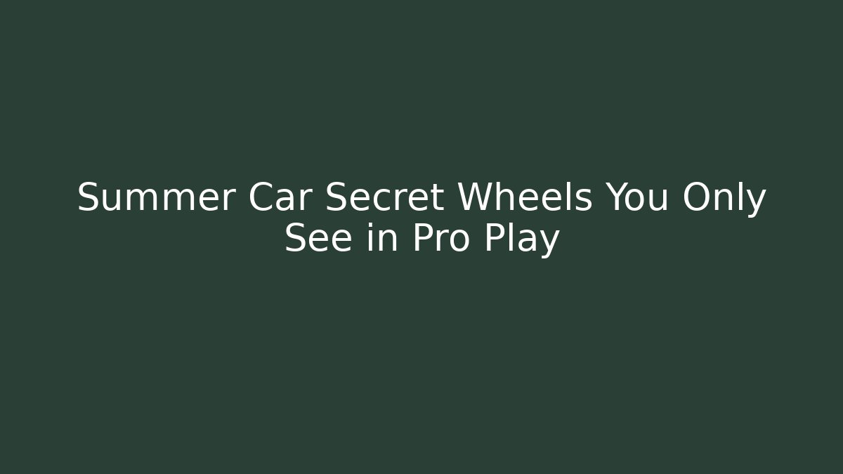 Summer Car Secret Wheels You Only See in Pro Play
