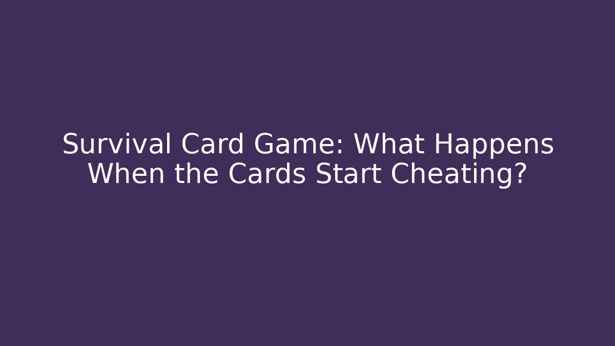 Survival Card Game: What Happens When the Cards Start Cheating? - Create More Assets