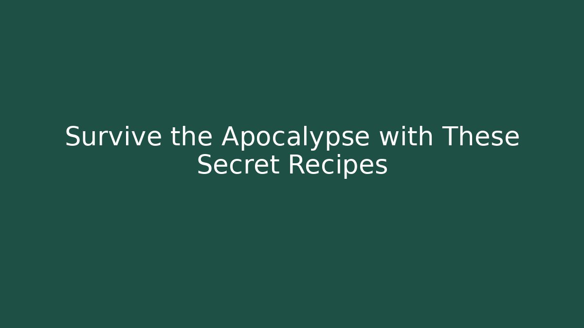 Survive the Apocalypse with These Secret Recipes