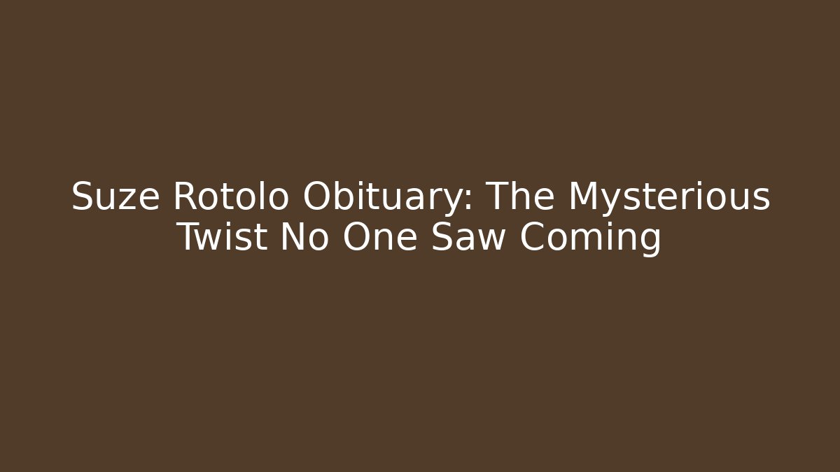 Suze Rotolo Obituary: The Mysterious Twist No One Saw Coming