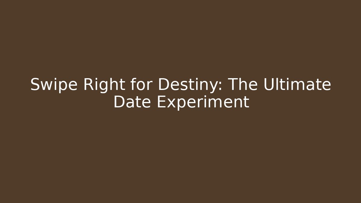 Swipe Right for Destiny: The Ultimate Date Experiment