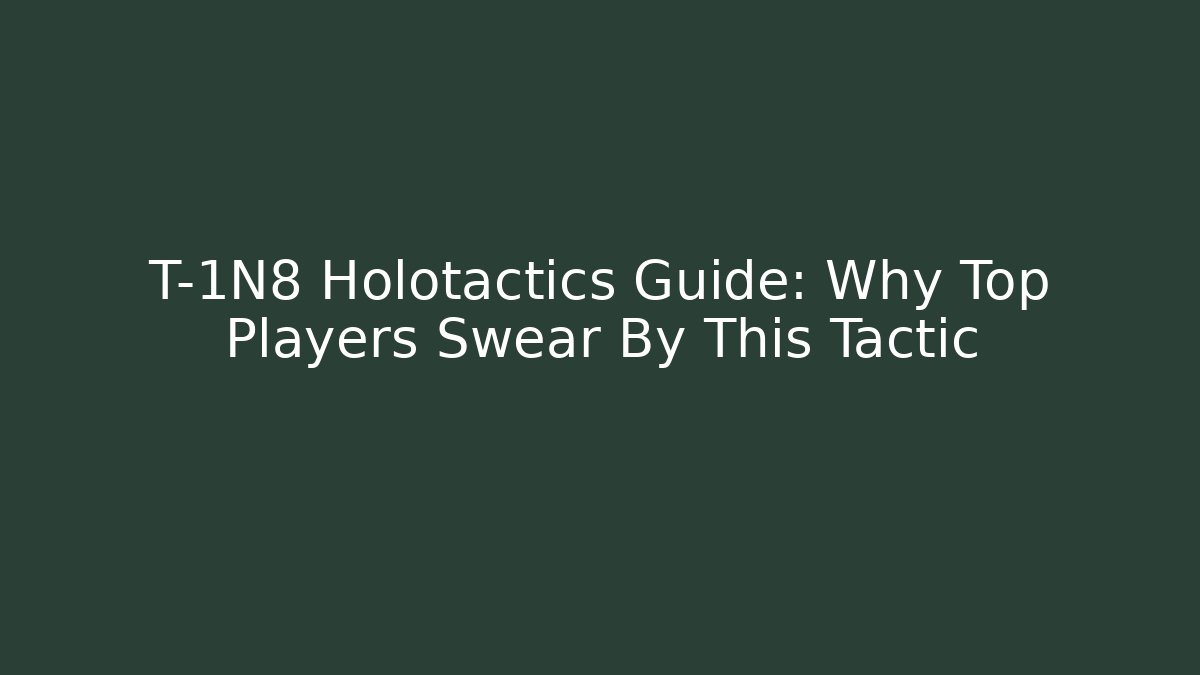 T-1N8 Holotactics Guide: Why Top Players Swear By This Tactic