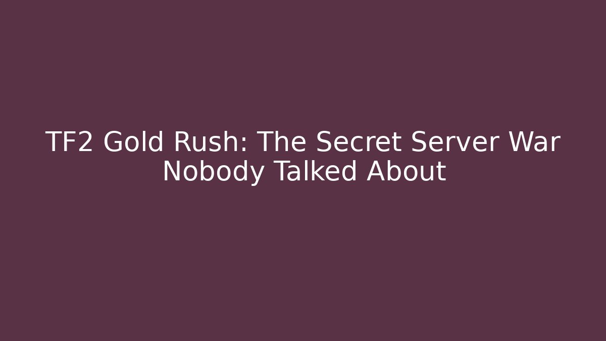 TF2 Gold Rush: The Secret Server War Nobody Talked About - Create More Assets