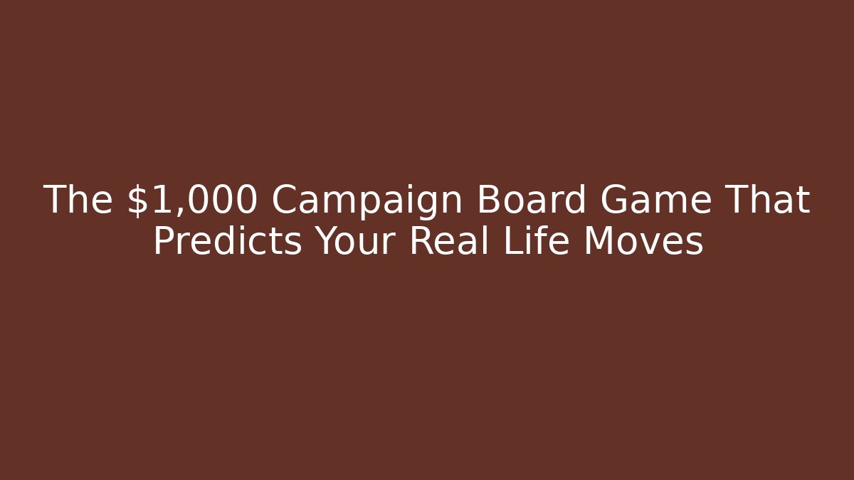 The $1,000 Campaign Board Game That Predicts Your Real Life Moves
