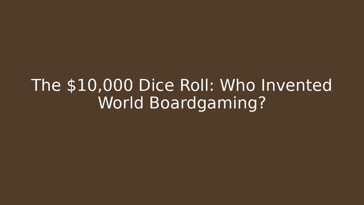 The $10,000 Dice Roll: Who Invented World Boardgaming?