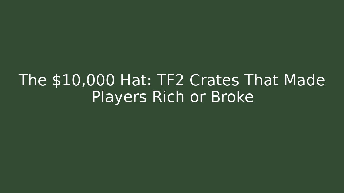 The $10,000 Hat: TF2 Crates That Made Players Rich or Broke
