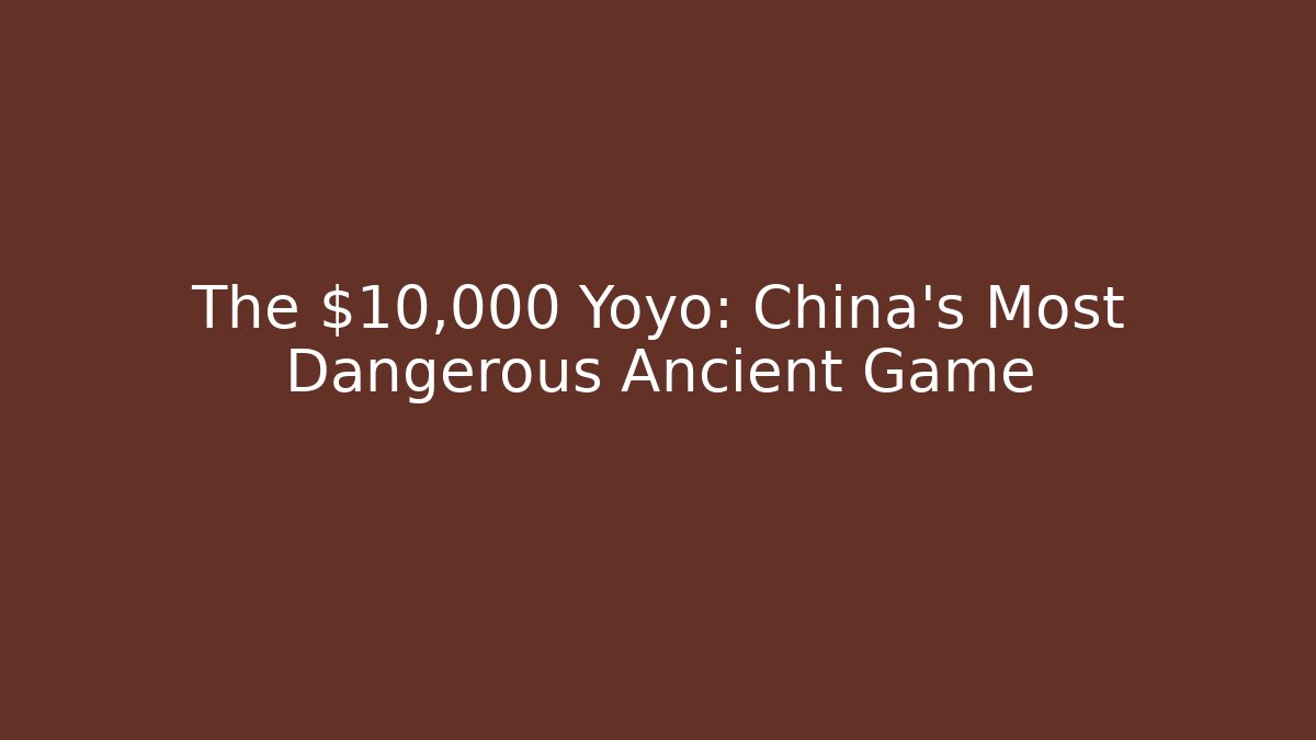 The $10,000 Yoyo: China's Most Dangerous Ancient Game