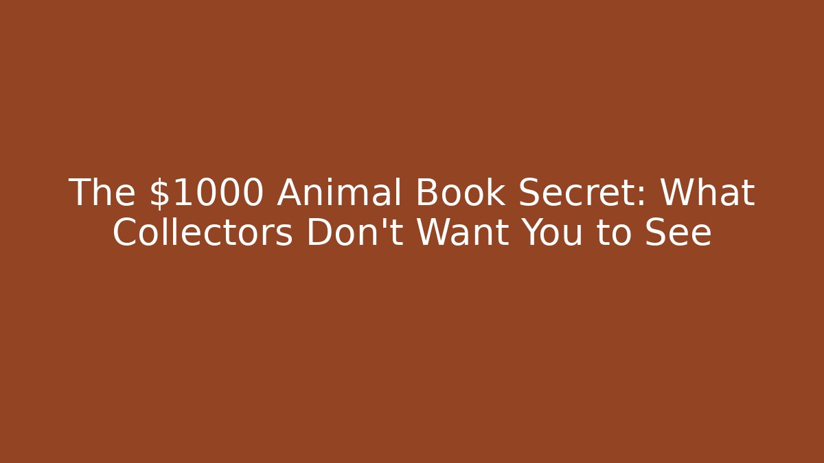 The $1000 Animal Book Secret: What Collectors Don’t Want You to See