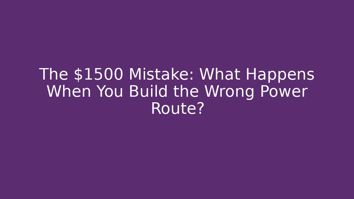 The $1500 Mistake: What Happens When You Build the Wrong Power Route?