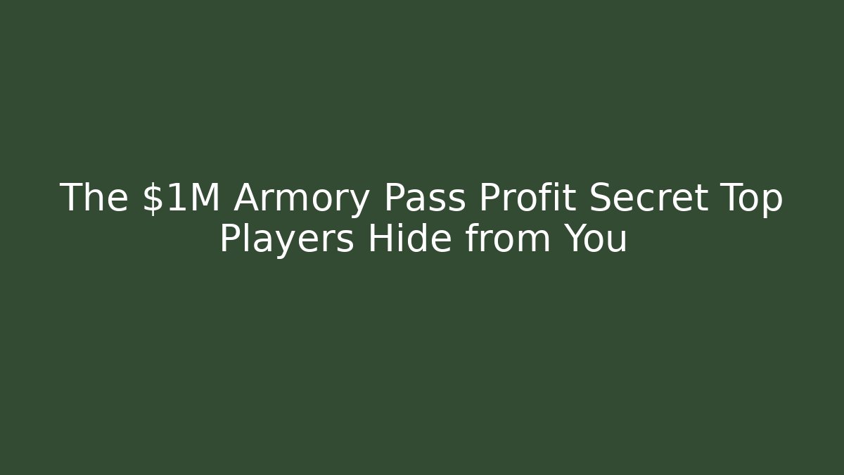 The $1M Armory Pass Profit Secret Top Players Hide from You