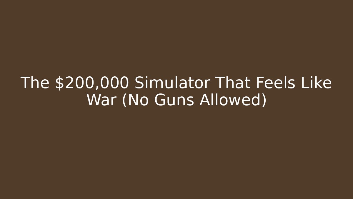 The $200,000 Simulator That Feels Like War (No Guns Allowed)