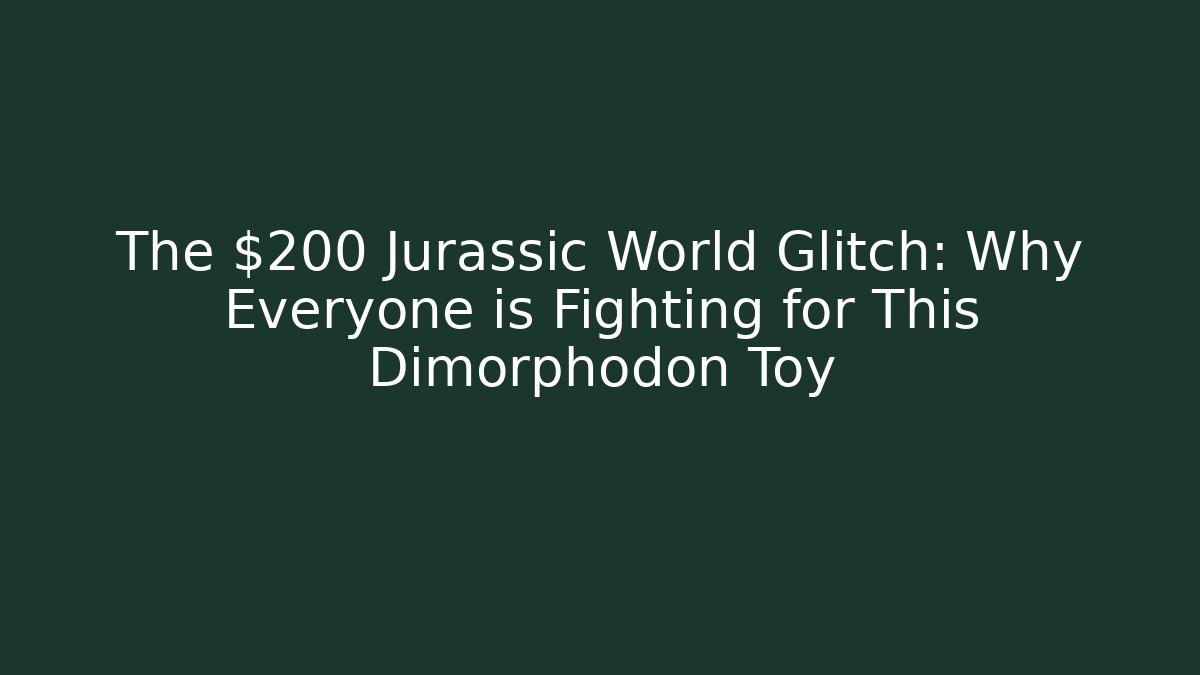 The $200 Jurassic World Glitch: Why Everyone is Fighting for This Dimorphodon Toy