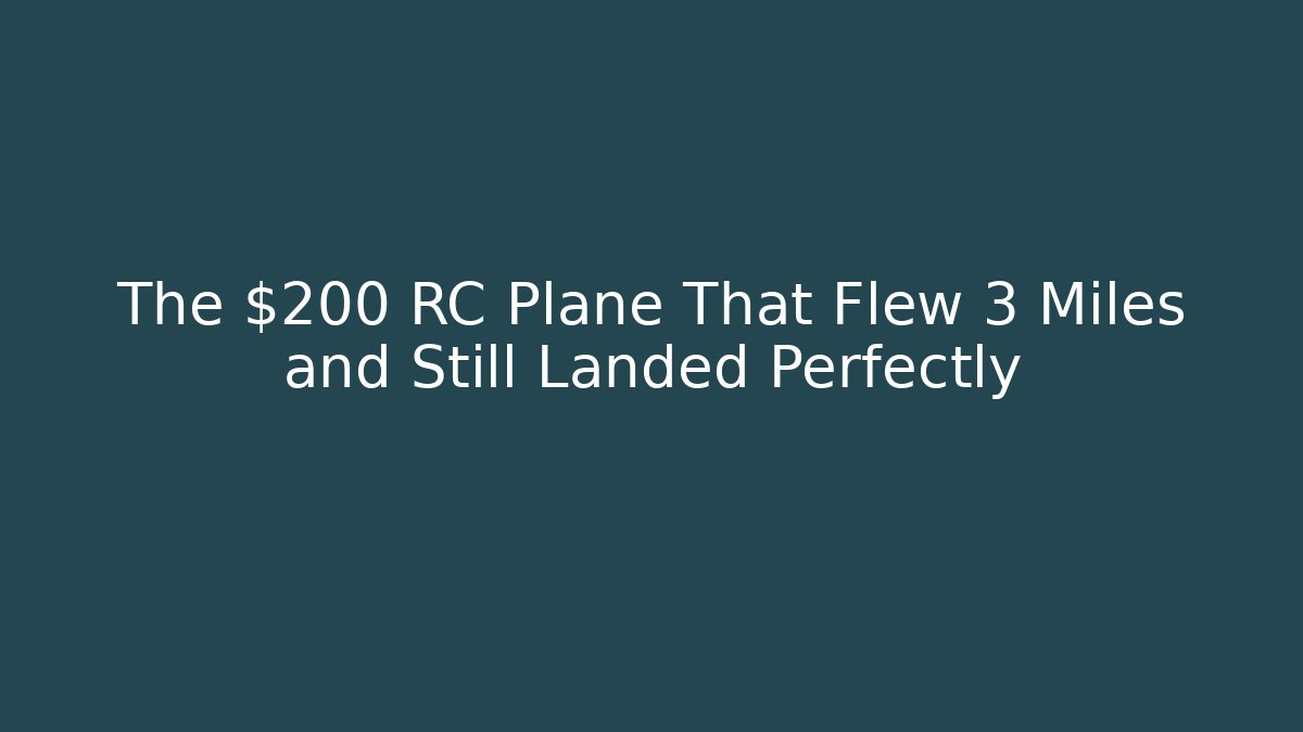 The $200 RC Plane That Flew 3 Miles and Still Landed Perfectly