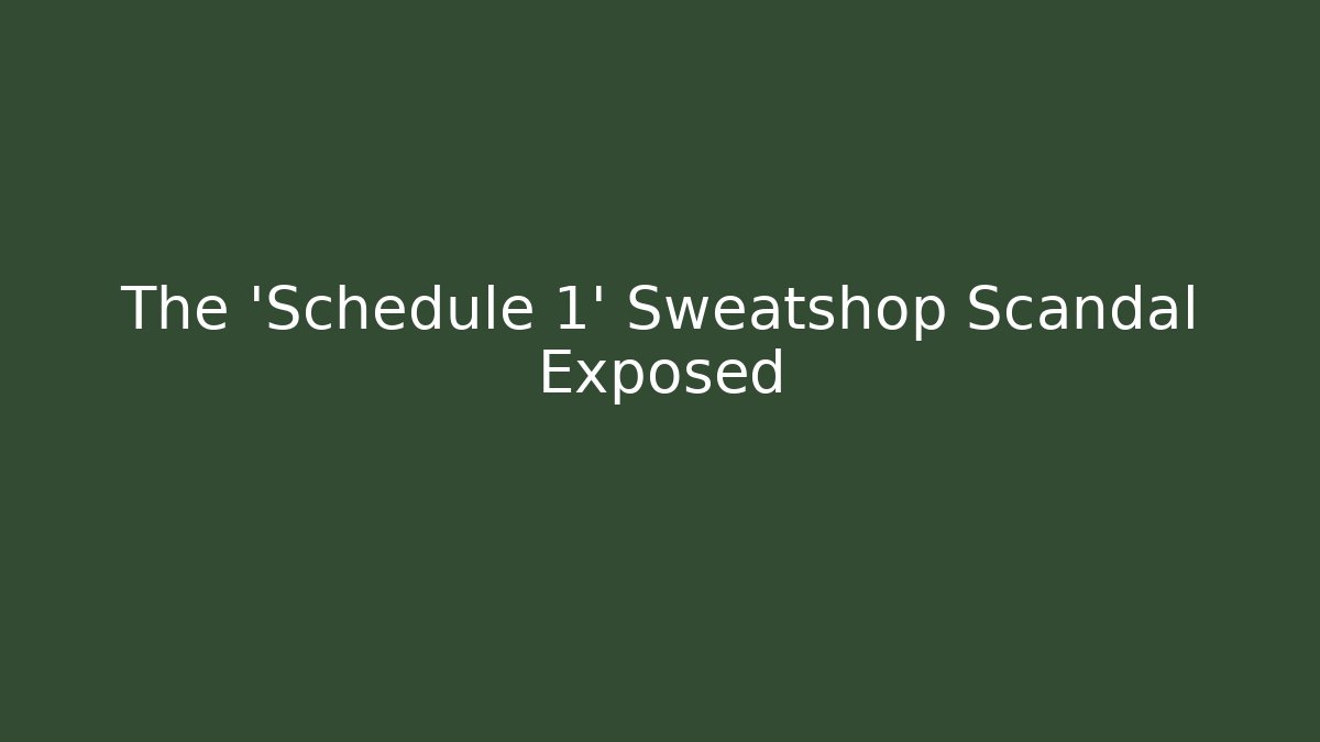 The 'Schedule 1' Sweatshop Scandal Exposed