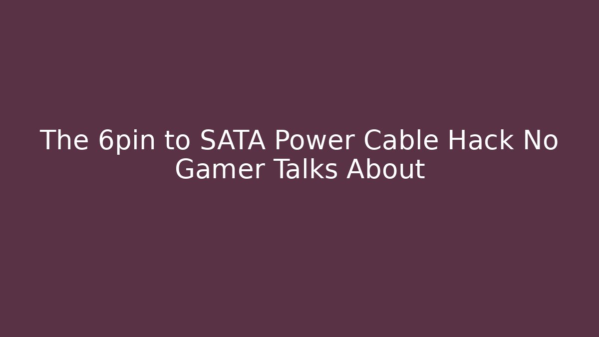 The 6pin to SATA Power Cable Hack No Gamer Talks About