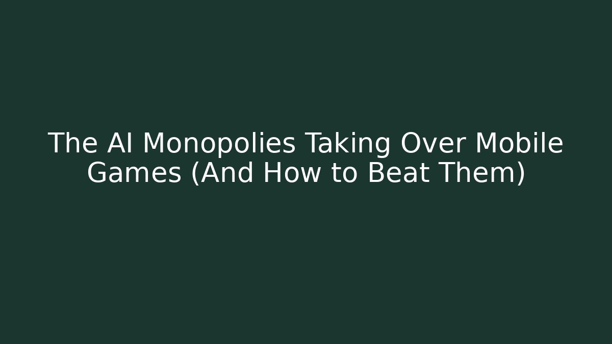 The AI Monopolies Taking Over Mobile Games (And How to Beat Them)
