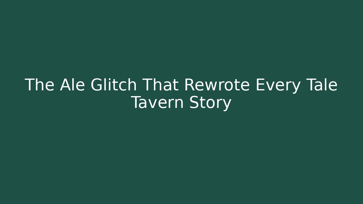 The Ale Glitch That Rewrote Every Tale Tavern Story