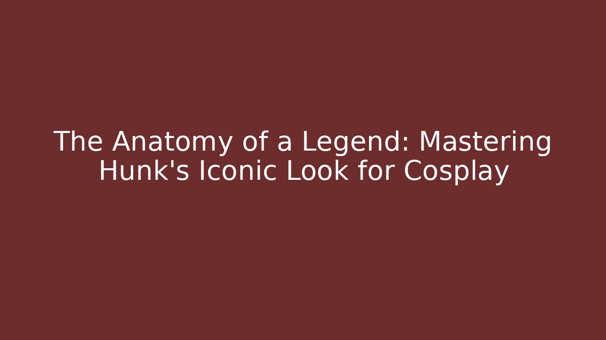 The Anatomy of a Legend: Mastering Hunk's Iconic Look for Cosplay