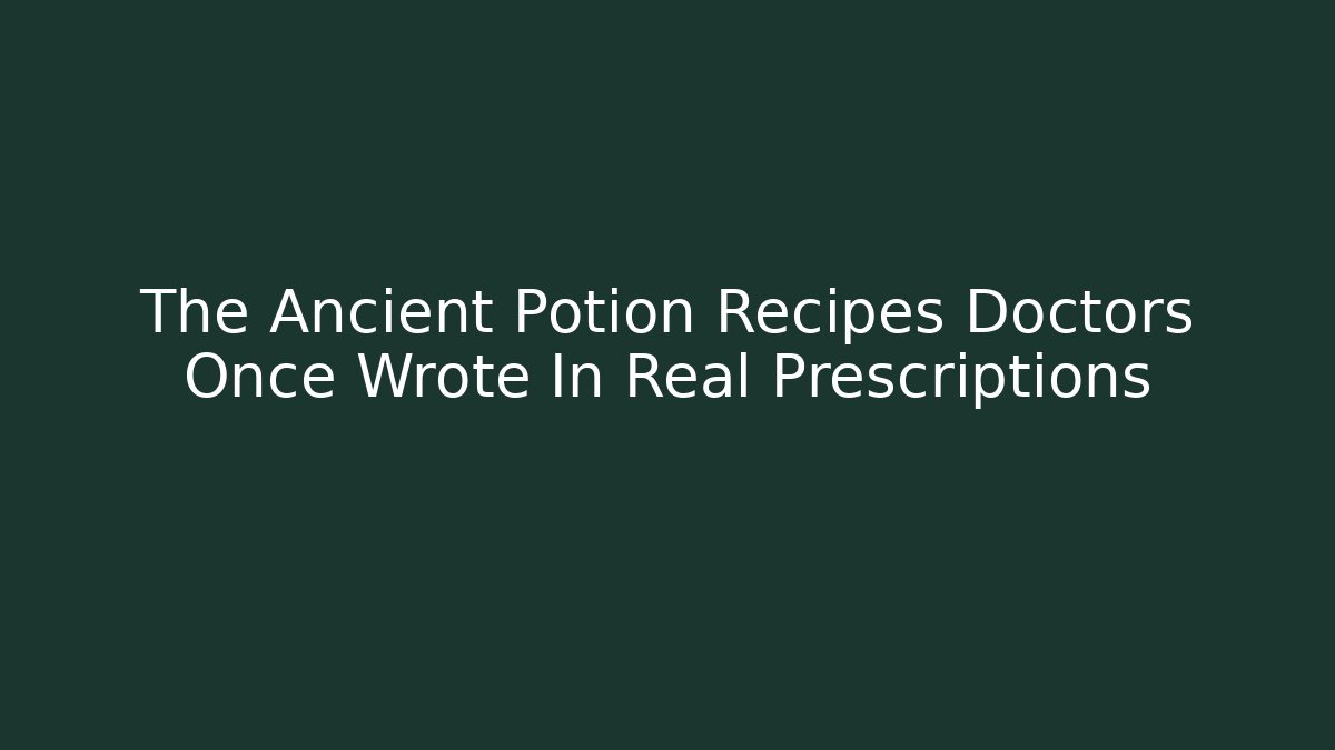 The Ancient Potion Recipes Doctors Once Wrote In Real Prescriptions