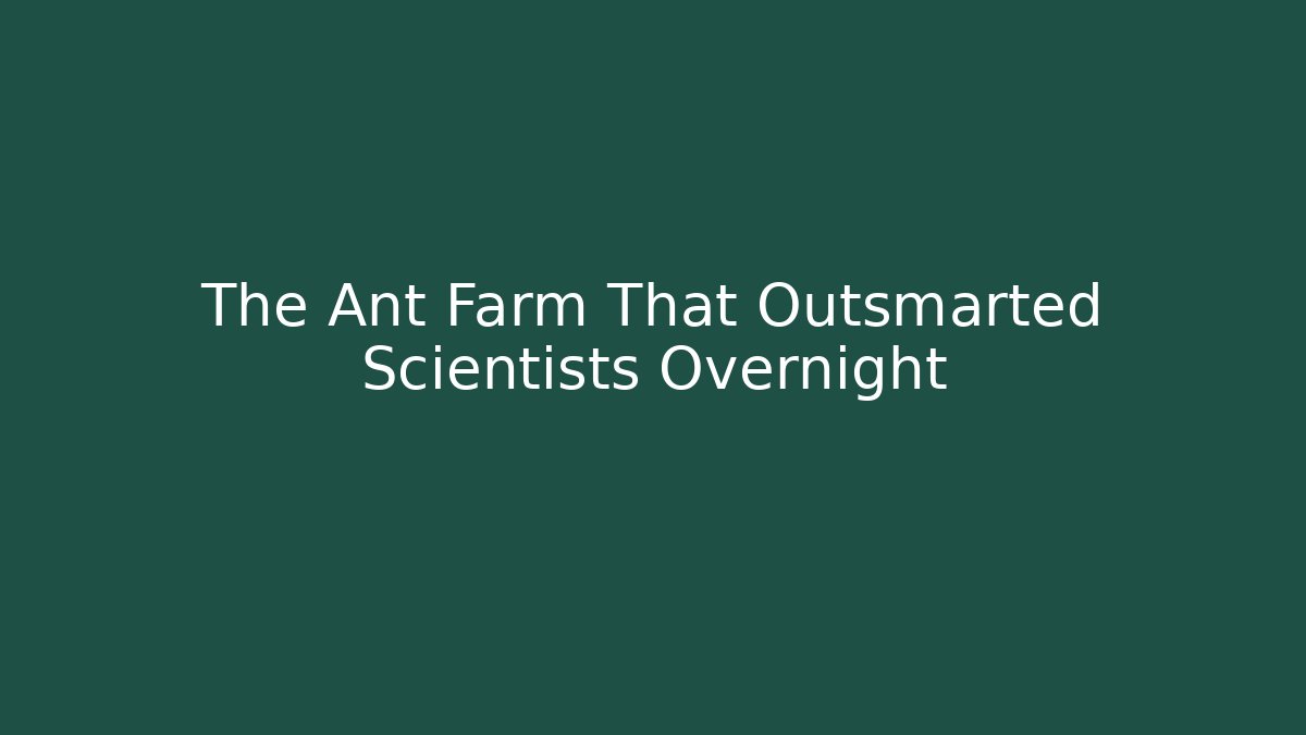 The Ant Farm That Outsmarted Scientists Overnight