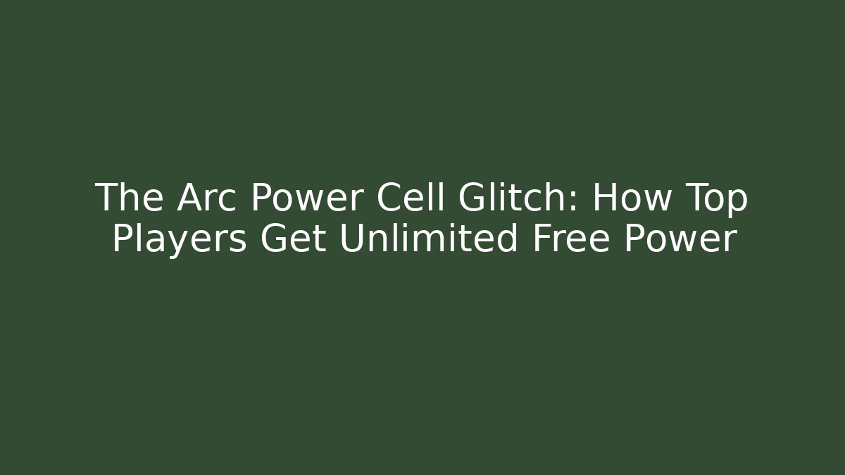The Arc Power Cell Glitch: How Top Players Get Unlimited Free Power