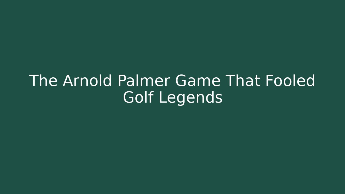 The Arnold Palmer Game That Fooled Golf Legends