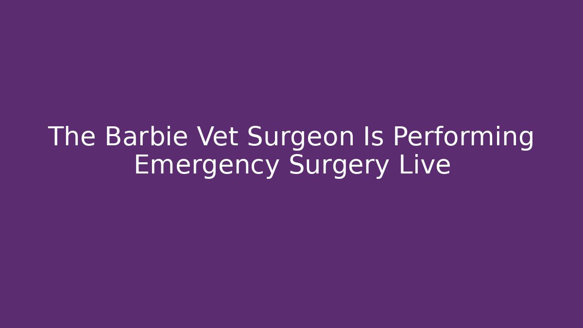 The Barbie Vet Surgeon Is Performing Emergency Surgery Live