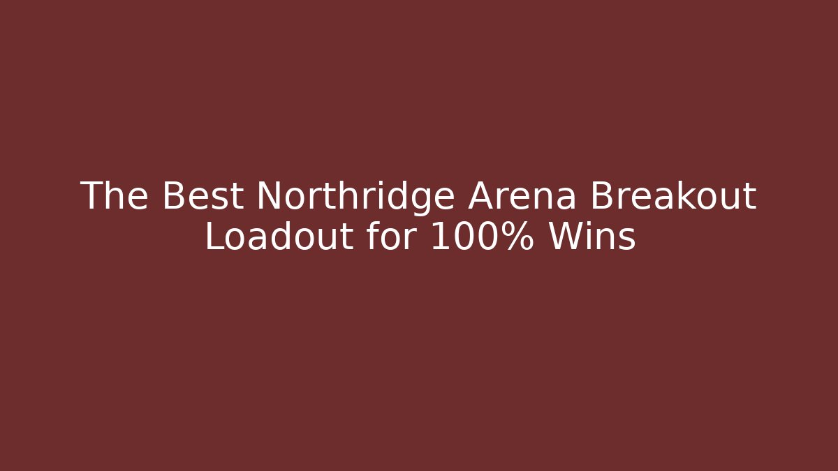 The Best Northridge Arena Breakout Loadout for 100% Wins