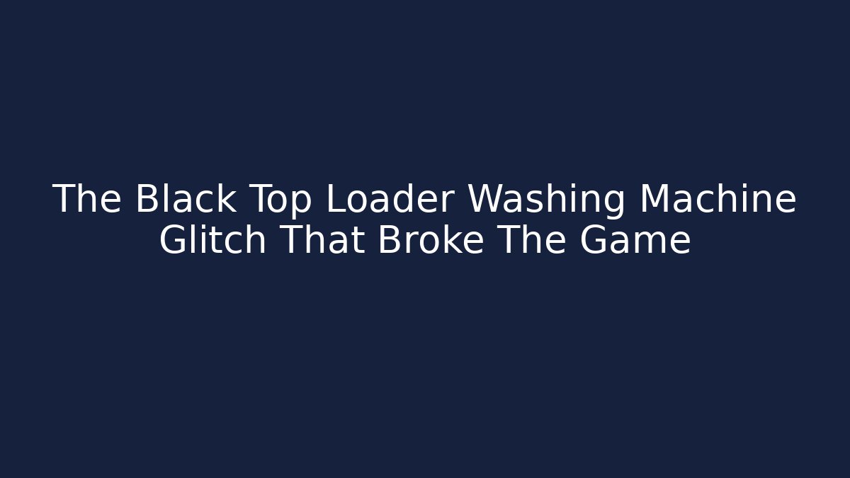 The Black Top Loader Washing Machine Glitch That Broke The Game