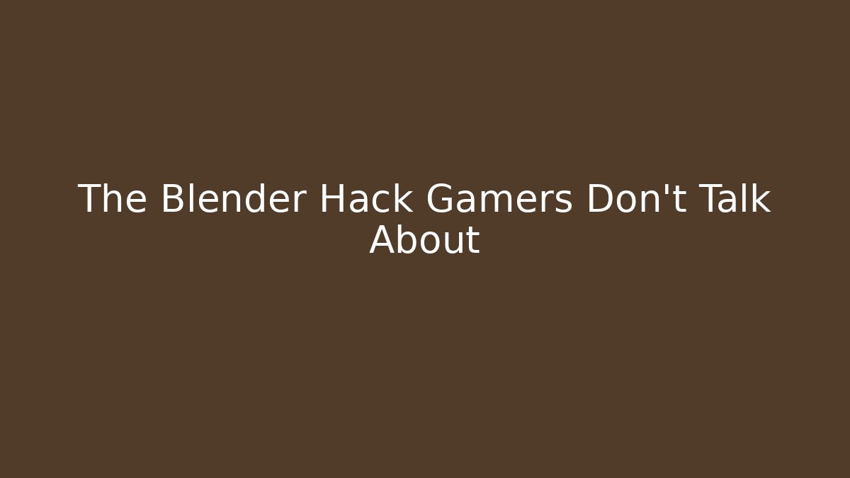 The Blender Hack Gamers Don’t Talk About - Create More Assets